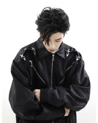 MRNEARLY Star-Studded Bomber Jacket