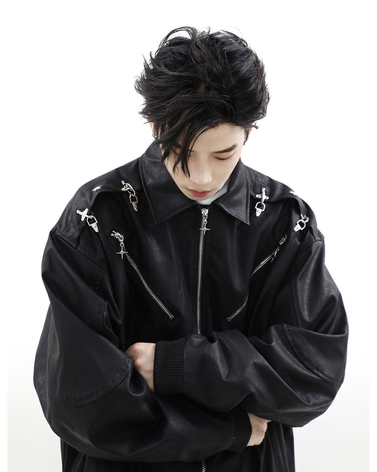 MRNEARLY Star-Studded Bomber Jacket