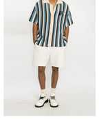 EMPTY REFERENCE Striped Crochet Collar Shirt