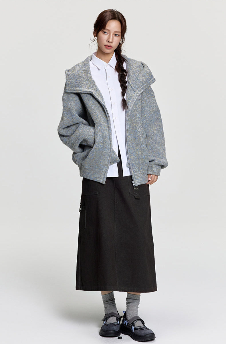 RAPPEYE Mohair Double Zipped Hooded Sweater