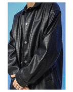 BJHG Croc Faux-Leather Biker Jacket