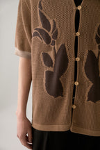 PHYSBOY Retro Leaf Crochet Button-Up