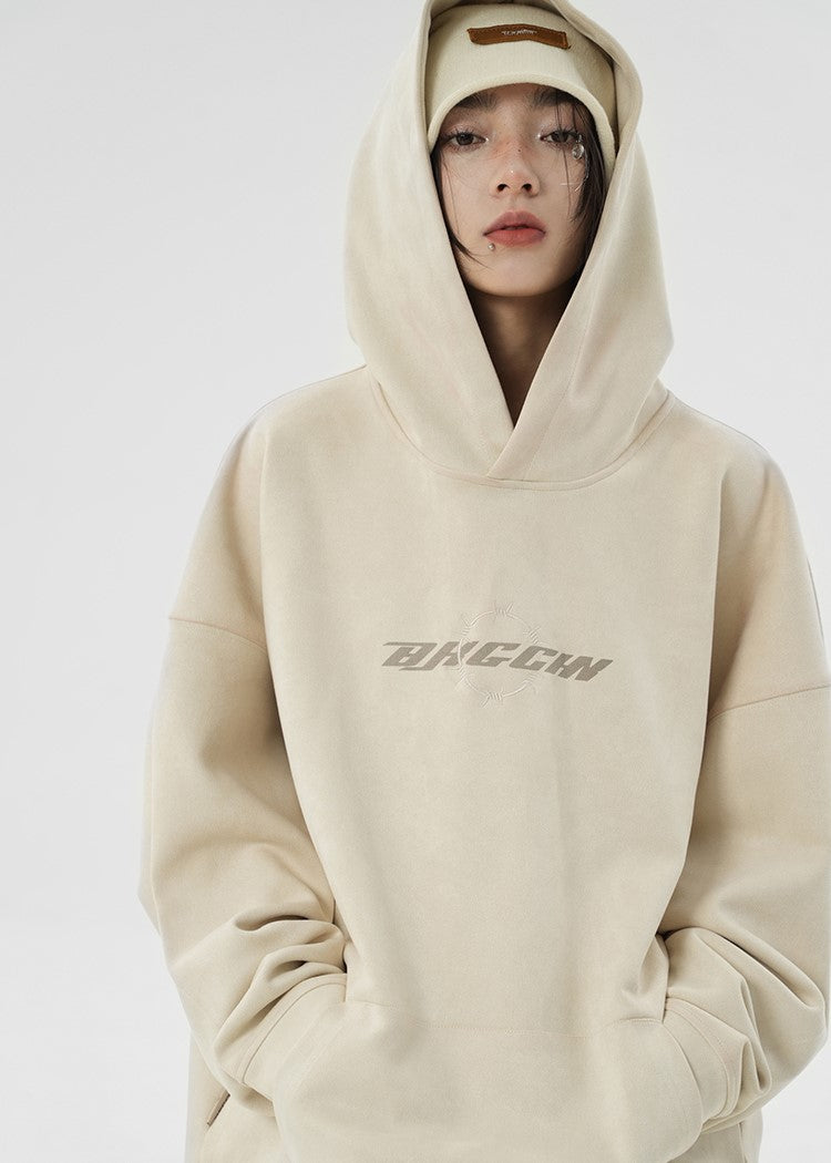 BJHG Embroidered Thorns Suede Hoodie