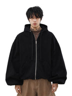 MRNEARLY Vintage Washed Embroidered Silohuette Zip Jacket