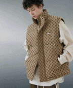 BJHG Monogram Print Puffer Vest
