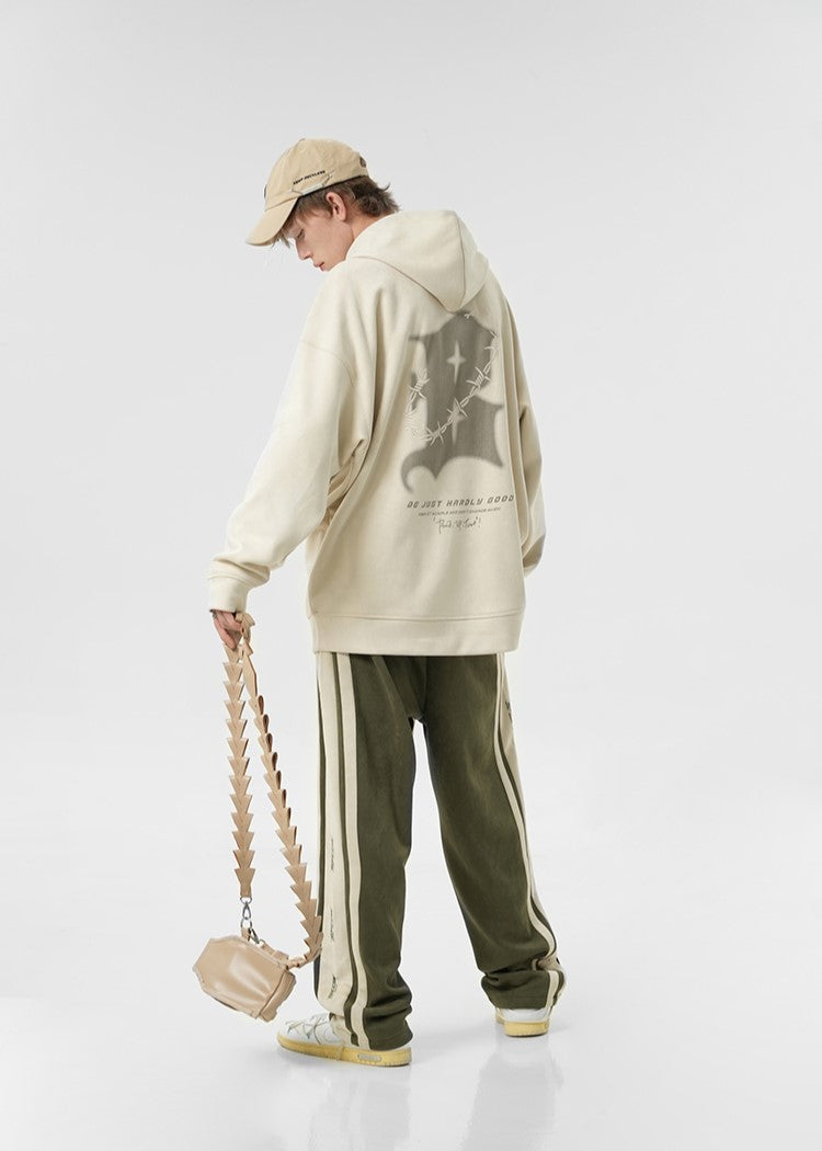 BJHG Embroidered Thorns Suede Hoodie