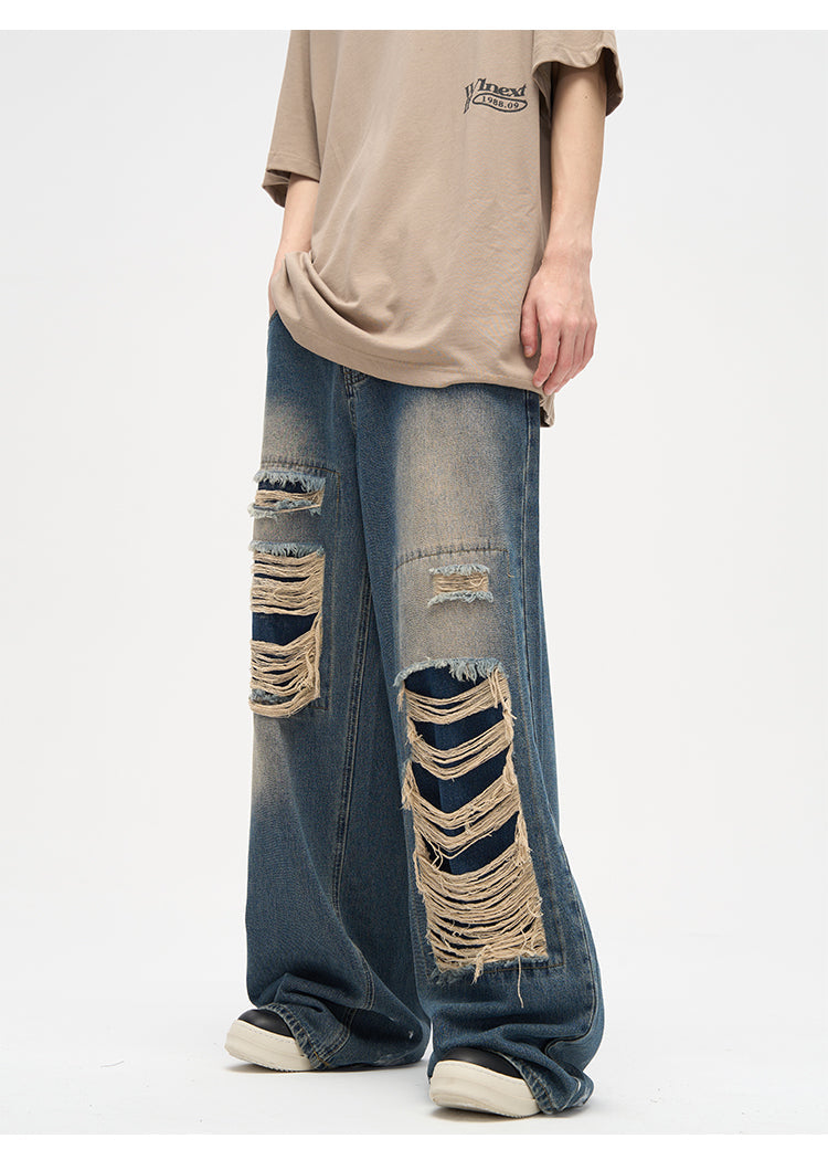 WLNEXT Patched Distressed Jeans