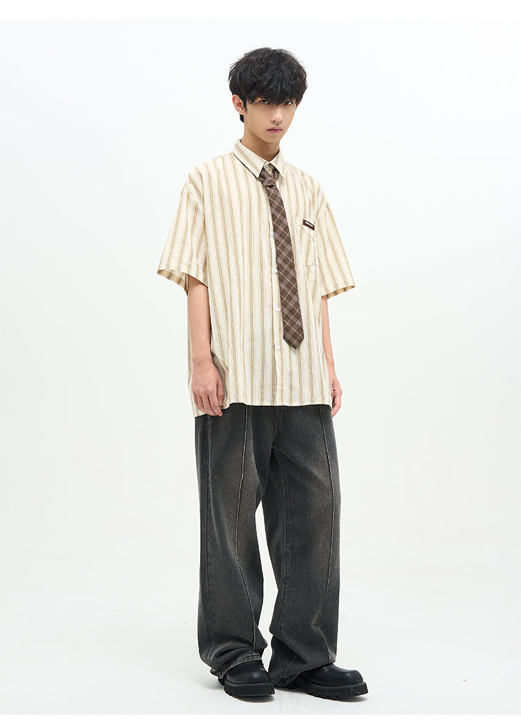 77F7GHT Striped Collar Shirt