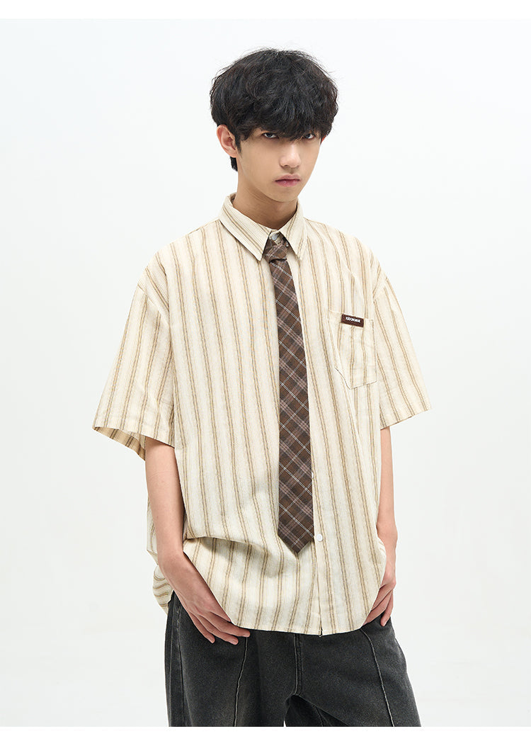 77F7GHT Striped Collar Shirt