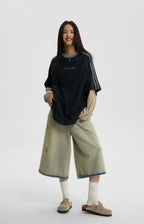 JHYQ Capri Cut Light Wash Denim Shorts