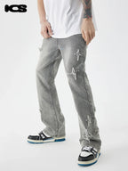 ICONSLAB Textured Spike Denim Jeans