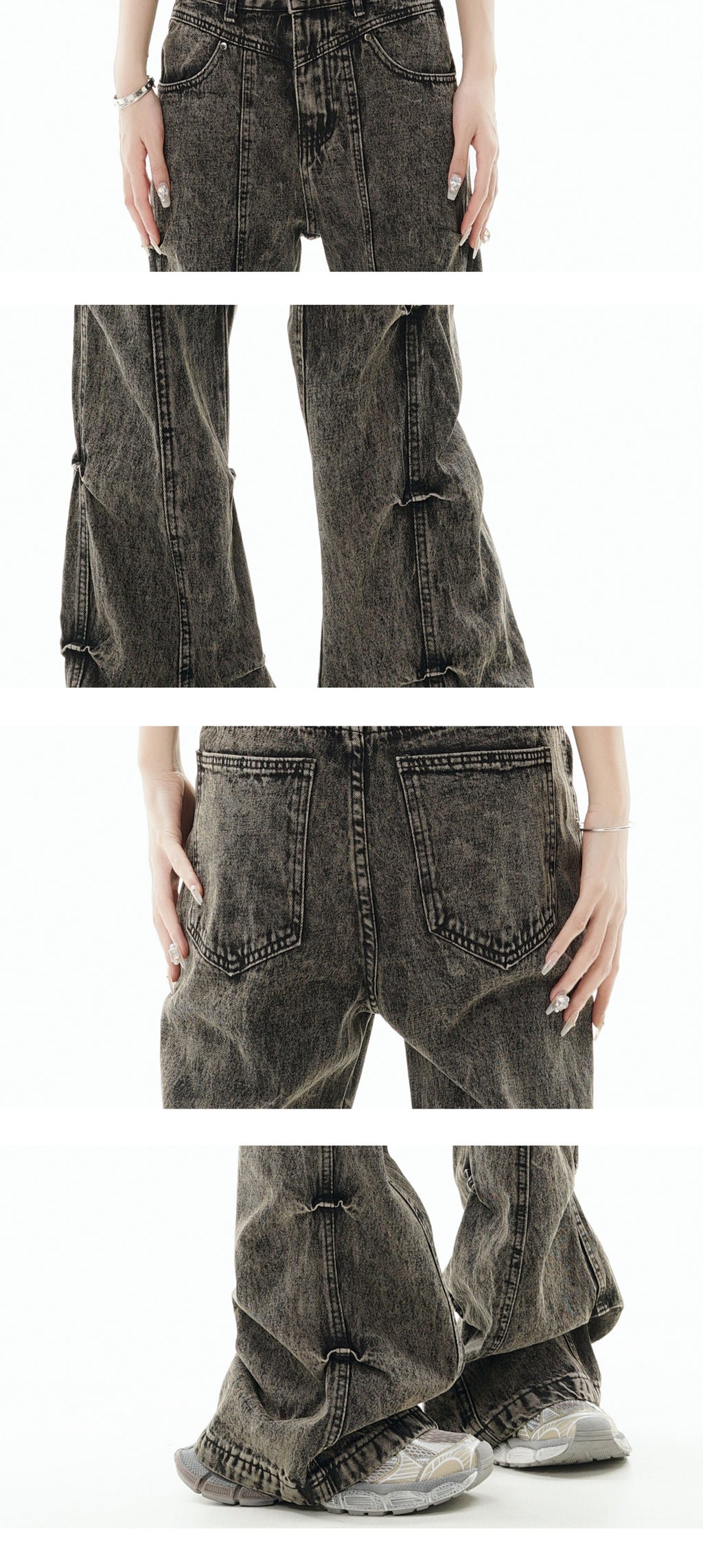 GCINIM Acid Wash Paneled Jeans