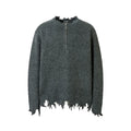 MRNEARLY Distressed Half Zip Deconstruction Sweater