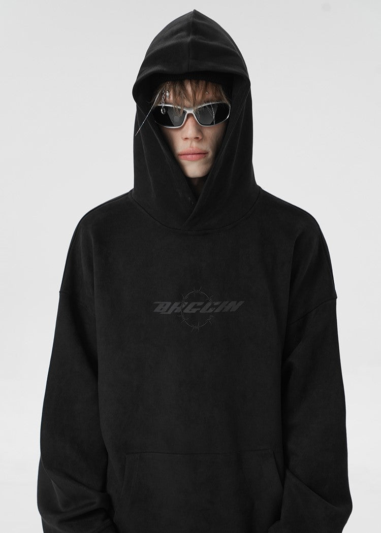 BJHG Embroidered Thorns Suede Hoodie