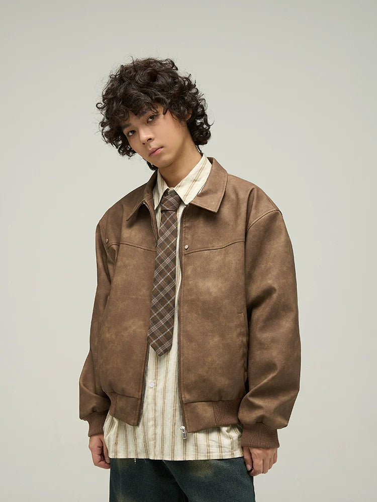 WLNEXT Distressed Faux Leather Jacket