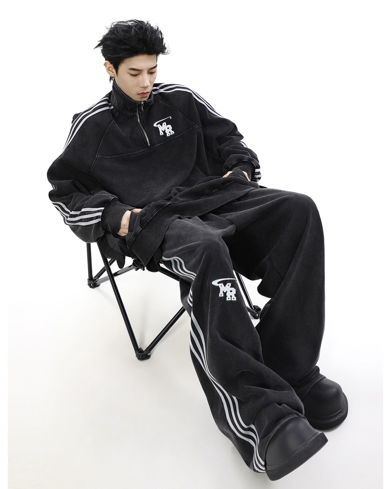 MRNEARLY Wide Leg Track Pants