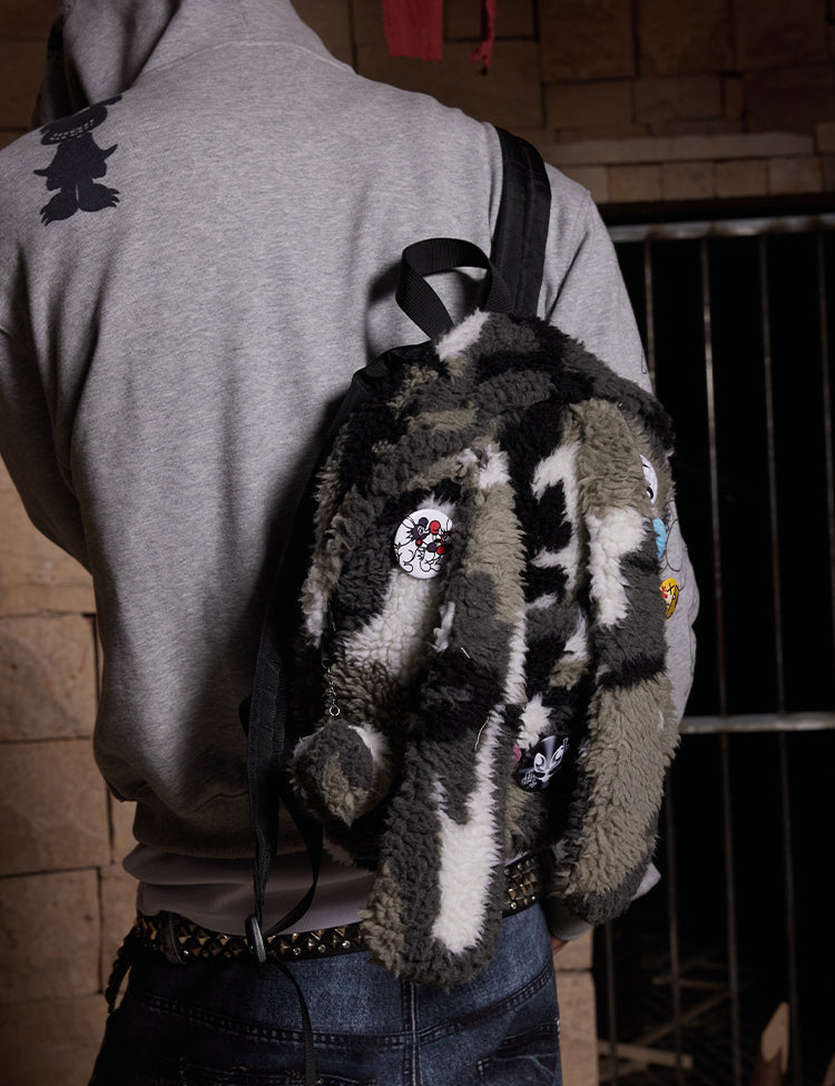 DND4DES Camo Rabbit Fur Backpack