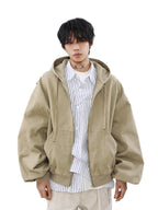 MRNEARLY Vintage Washed Embroidered Silohuette Zip Jacket