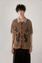 PHYSBOY Retro Leaf Crochet Button-Up