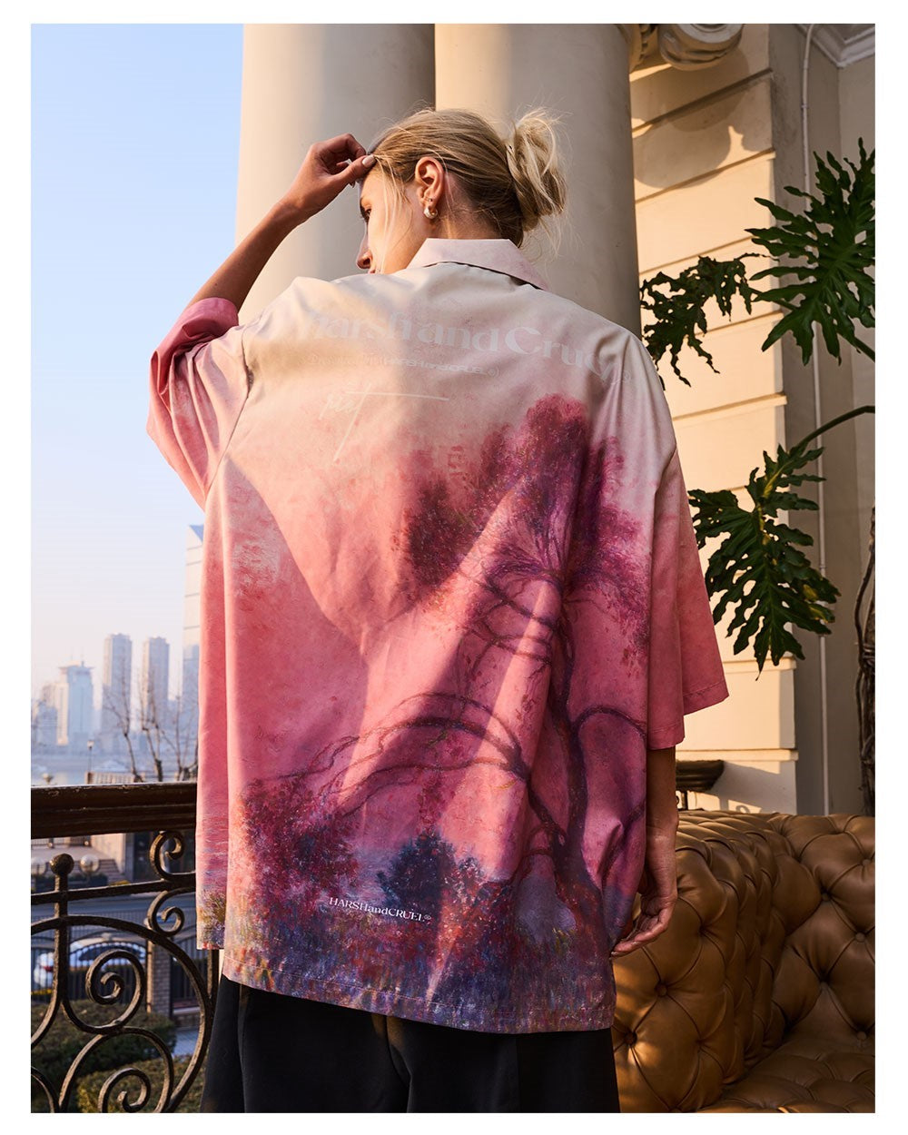 HARSH and CRUEL Painted Sunset Button-Up