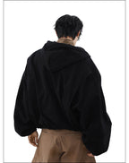 MRNEARLY Vintage Washed Embroidered Silohuette Zip Jacket