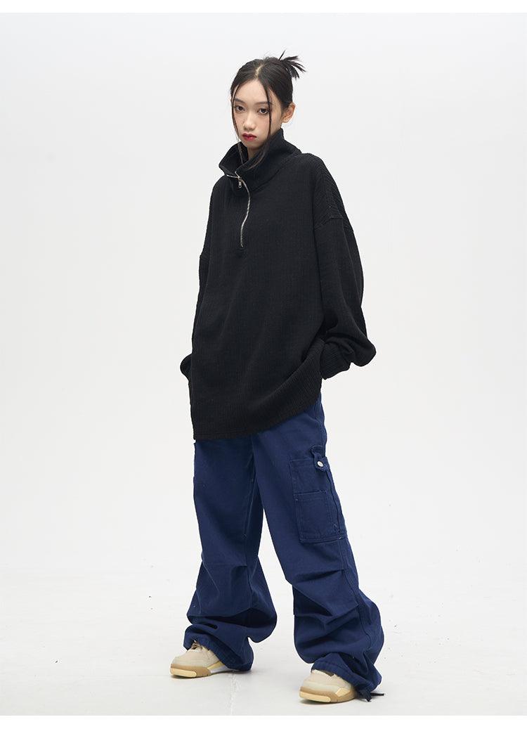77F7GHT Quarter Zip Ribbed Fleece Jacket