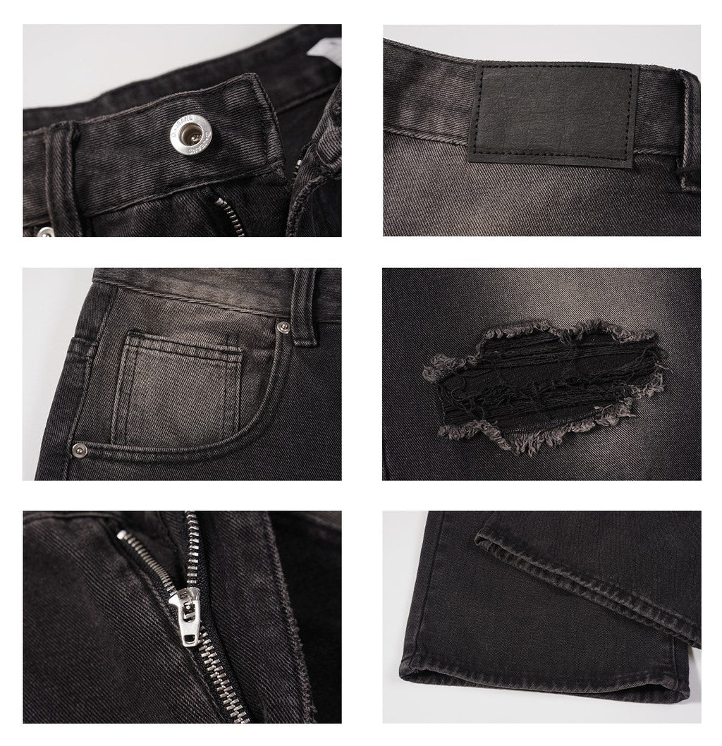 MRNEARLY Vintage Washed Ripped Jeans