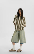 JHYQ Capri Cut Light Wash Denim Shorts