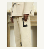 EMPTY REFERENCE Two-Tone Flower Corduroy Trousers