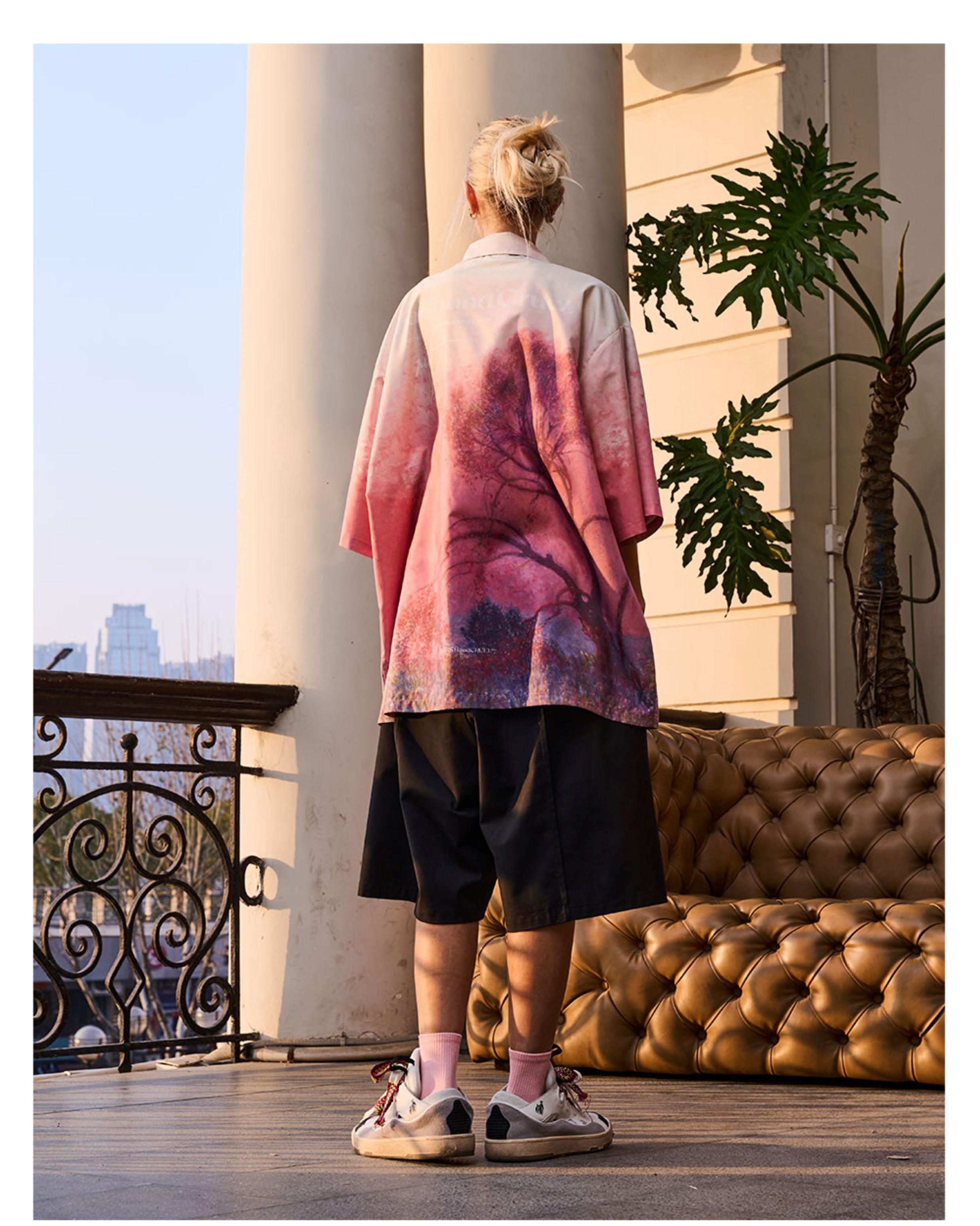 HARSH and CRUEL Painted Sunset Button-Up