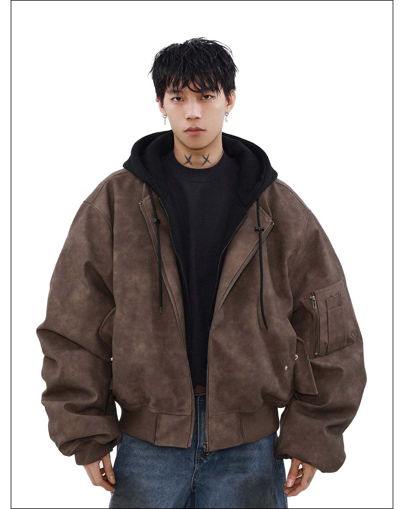 MRNEARLY Vintage Faded Bomber Jacket