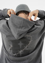 BJHG Embroidered Thorns Suede Hoodie