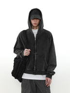 MRNEARLY Heavyweight Vintage Washed Zip Jacket