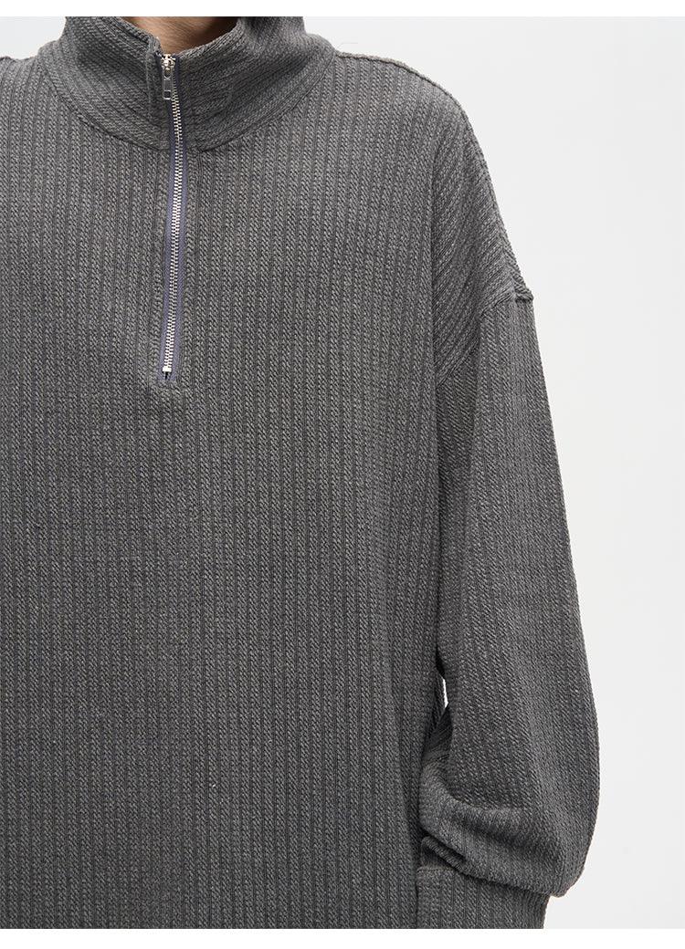 77F7GHT Quarter Zip Ribbed Fleece Jacket
