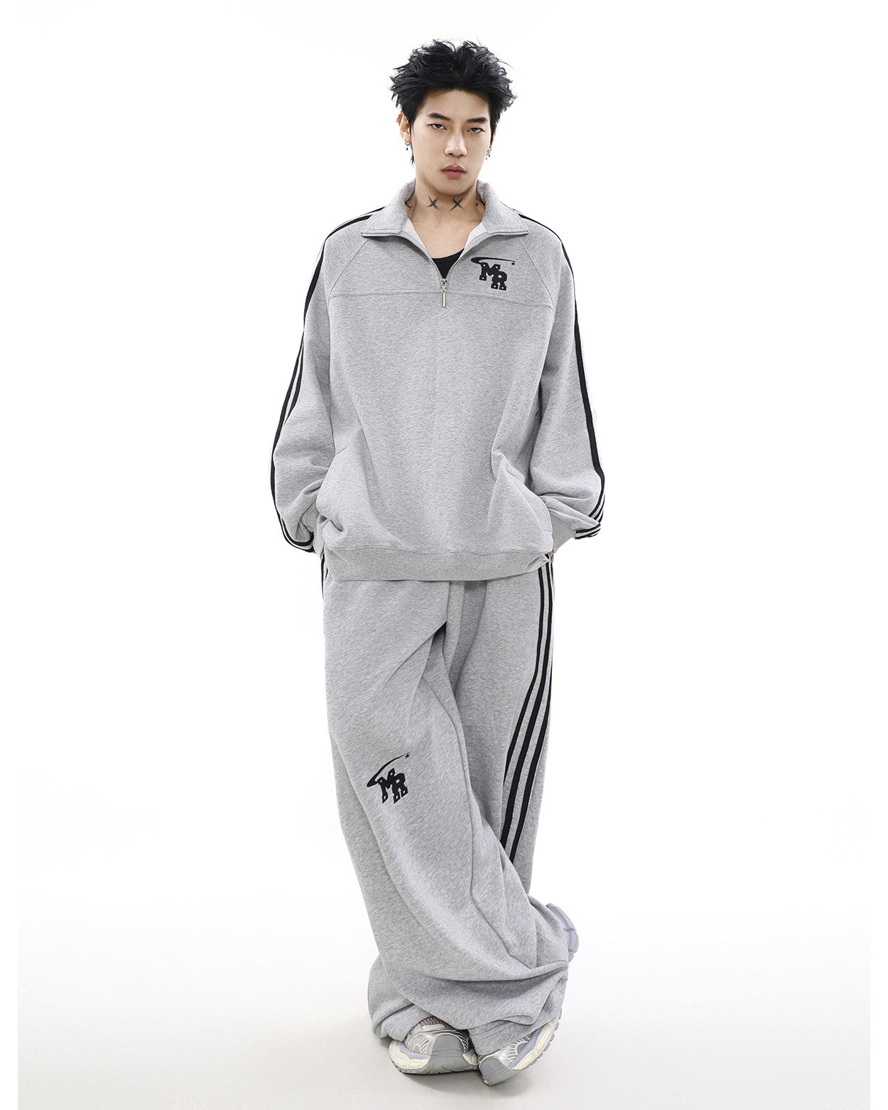 MRNEARLY Wide Leg Track Pants