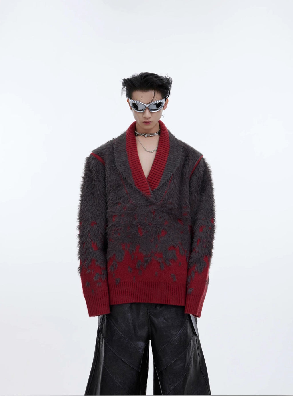CulturE Contrast Textured V-Neck Sweater