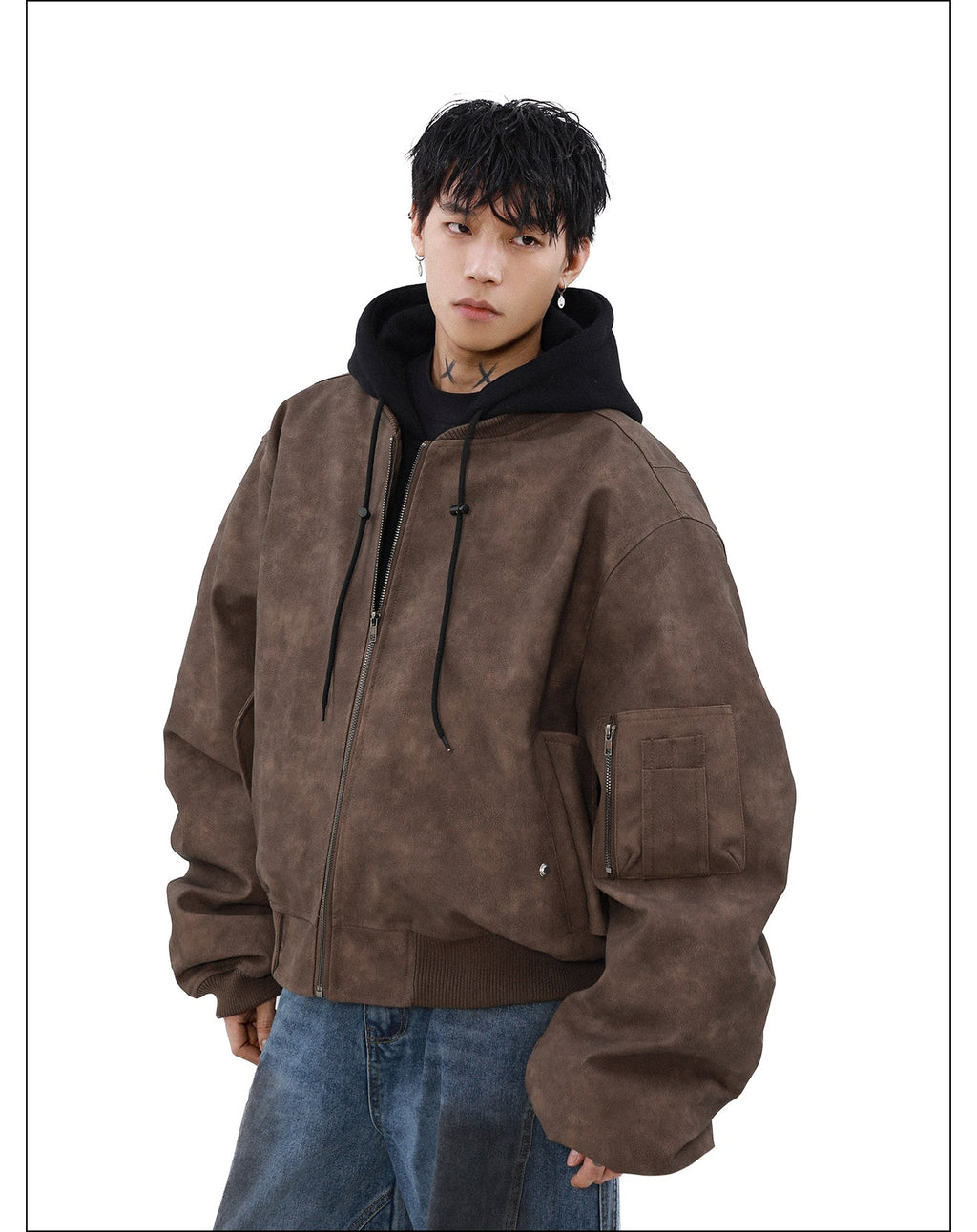 MRNEARLY Vintage Faded Bomber Jacket