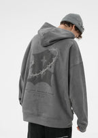 BJHG Embroidered Thorns Suede Hoodie