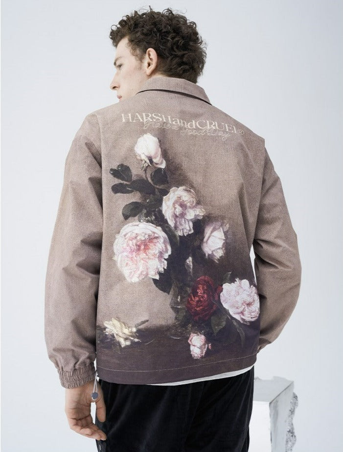 HARSH and CRUEL Painted Flowers Windbreaker Jacket