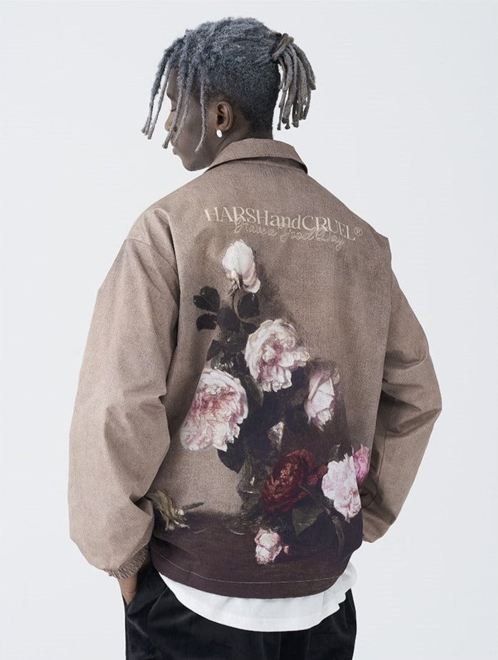 HARSH and CRUEL Painted Flowers Windbreaker Jacket
