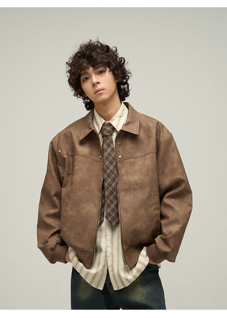 WLNEXT Distressed Faux Leather Jacket