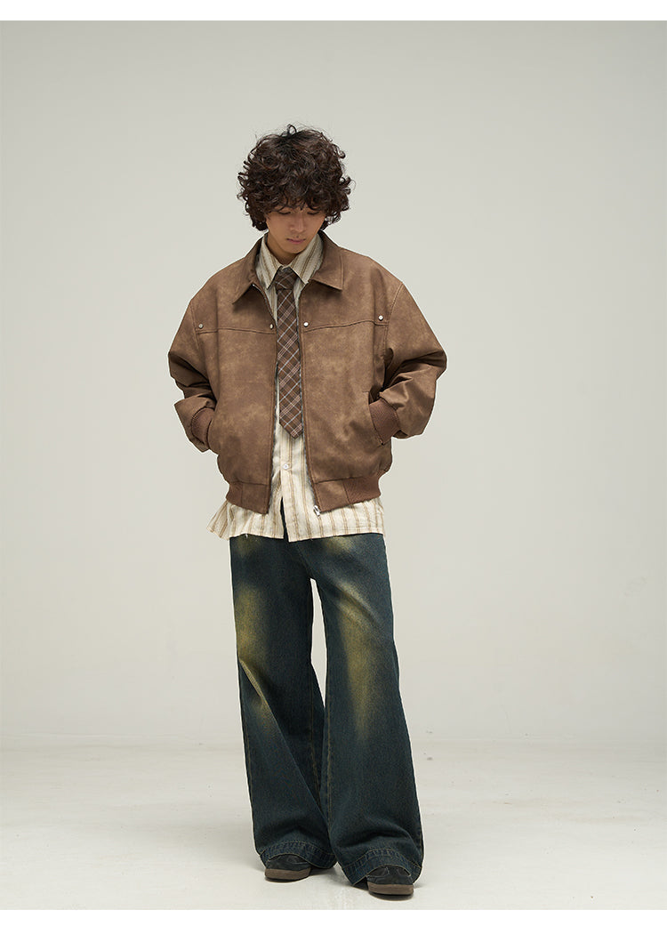 WLNEXT Distressed Faux Leather Jacket