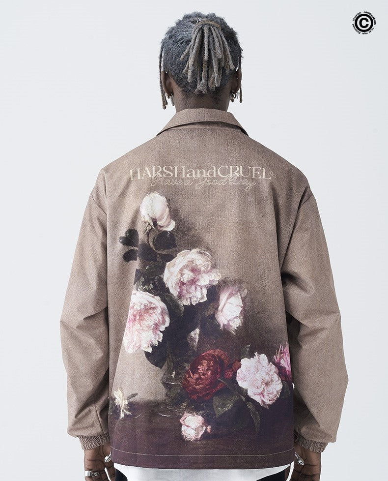 HARSH and CRUEL Painted Flowers Windbreaker Jacket