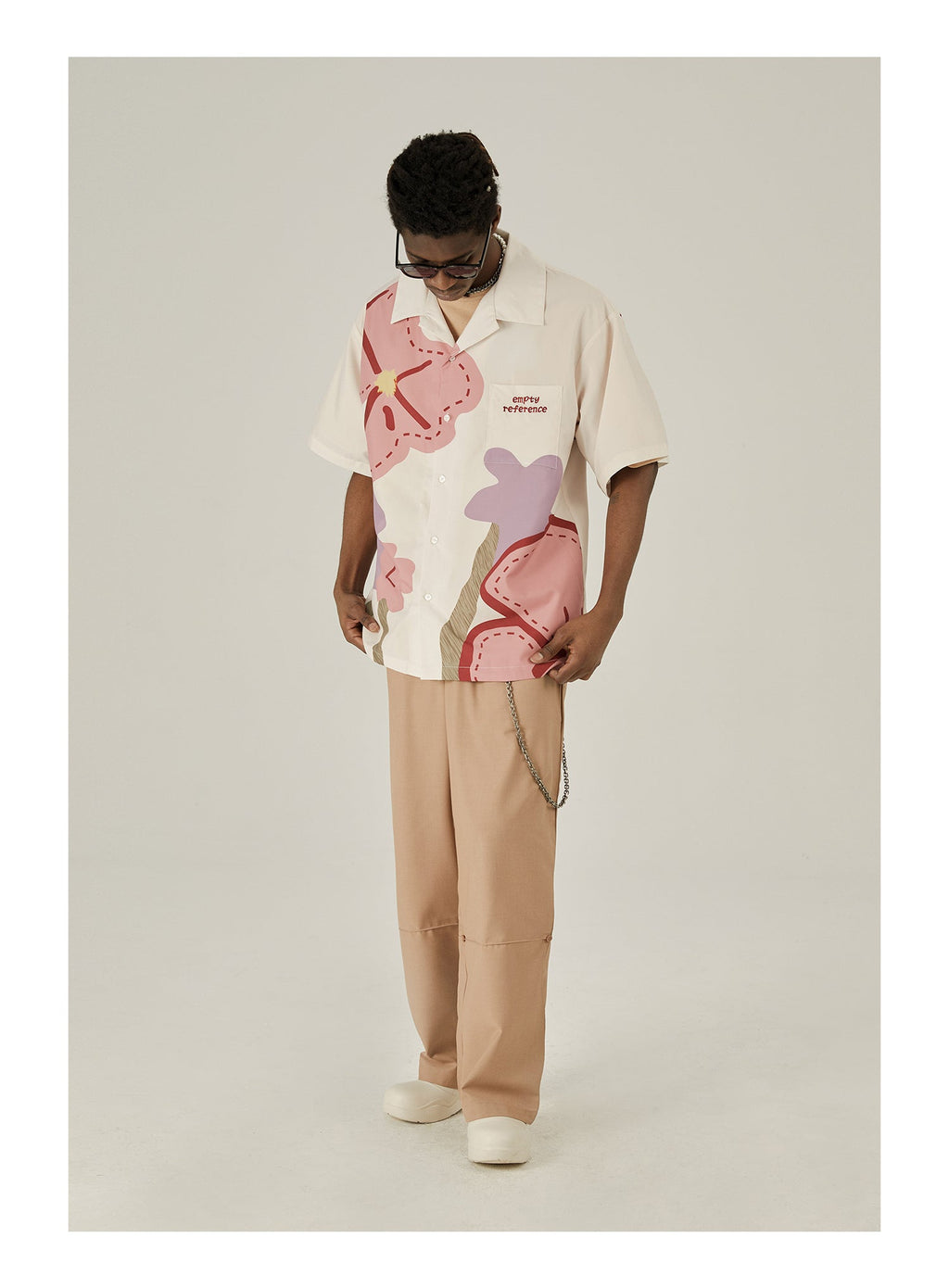 EMPTY REFERENCE Loose Floral Print Button-Up Shirt