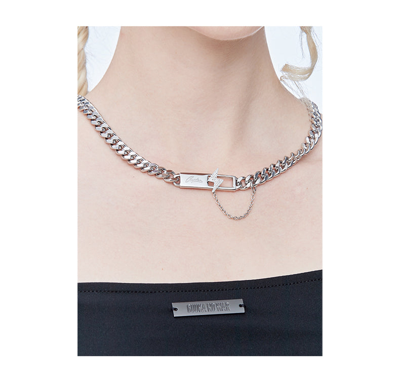 GUUKA "Lightning Bar" Double Chain Necklace