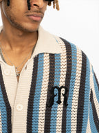 EMPTY REFERENCE Striped Crochet Collar Shirt