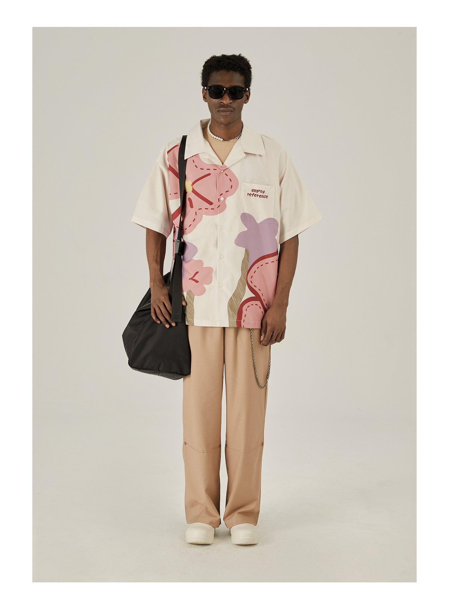 EMPTY REFERENCE Loose Floral Print Button-Up Shirt
