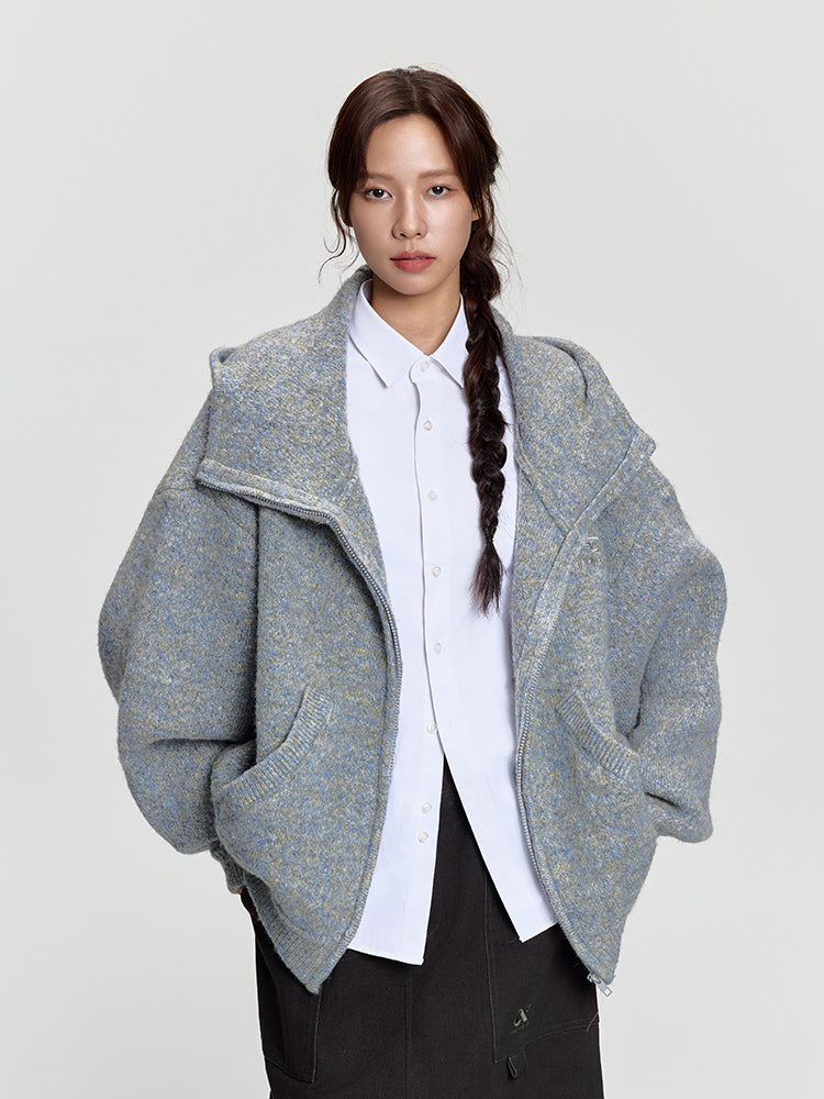 RAPPEYE Mohair Double Zipped Hooded Sweater