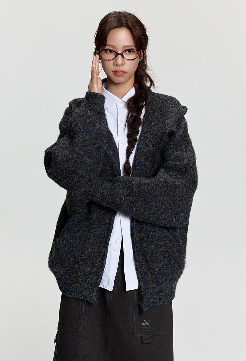 RAPPEYE Mohair Double Zipped Hooded Sweater