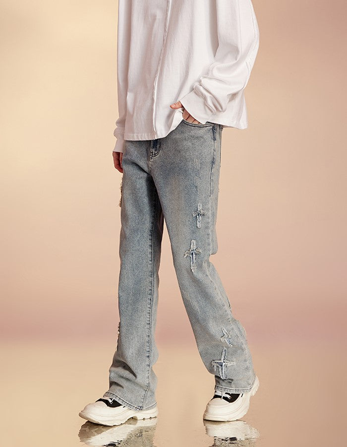 ICONSLAB Textured Spike Denim Jeans